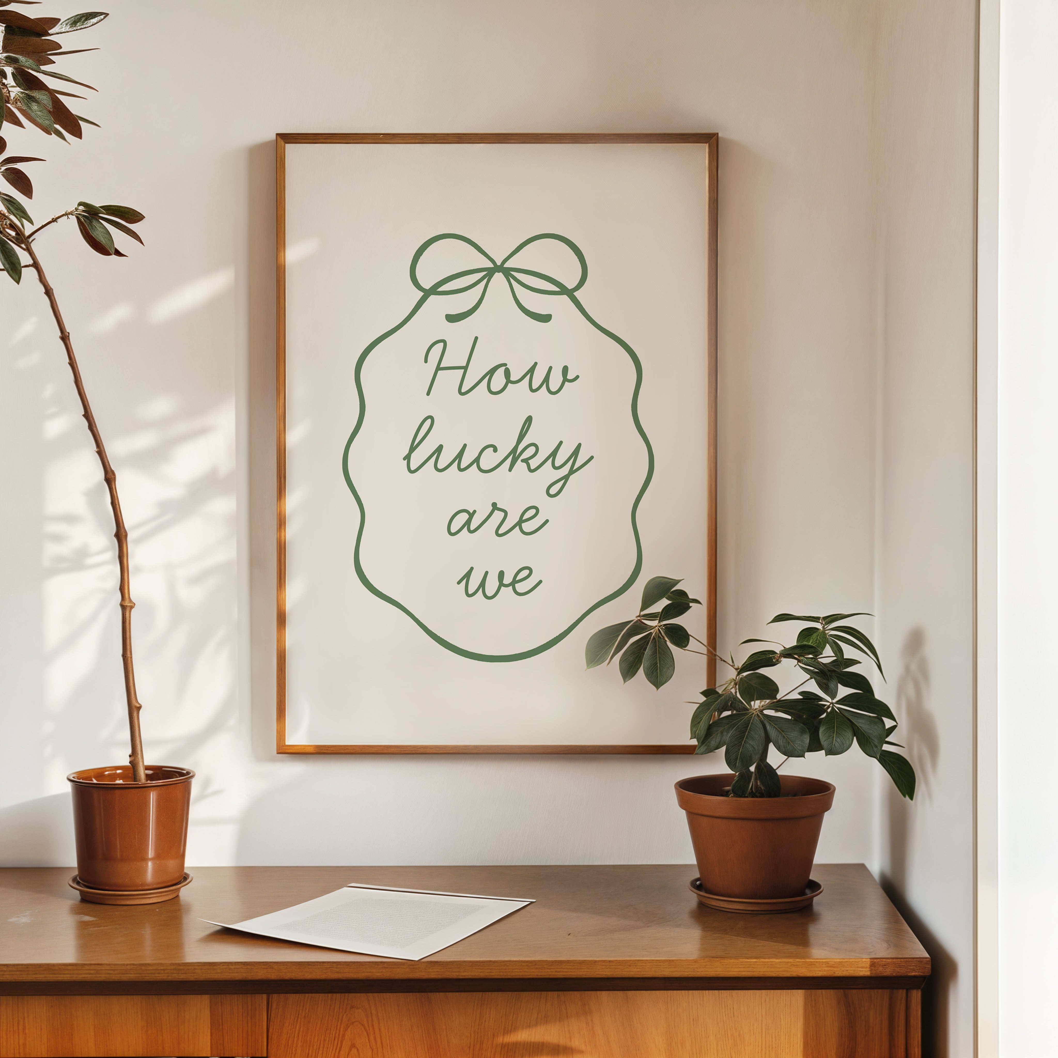 how lucky are we quote wall art minimalist typography poster